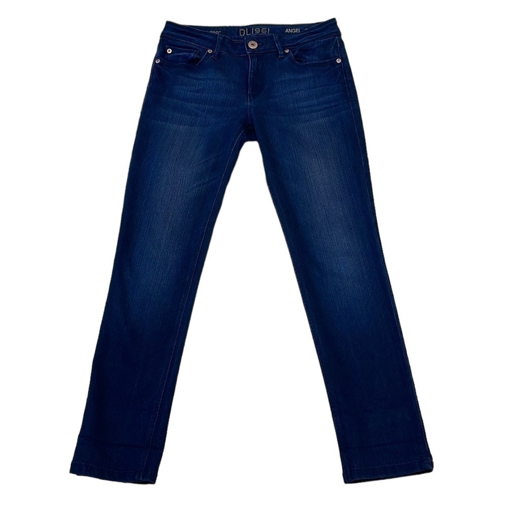 DL1961 Jeans Distressed Blue Denim Angel 360 Stretch Mid Rise Skinny Ankle 28
